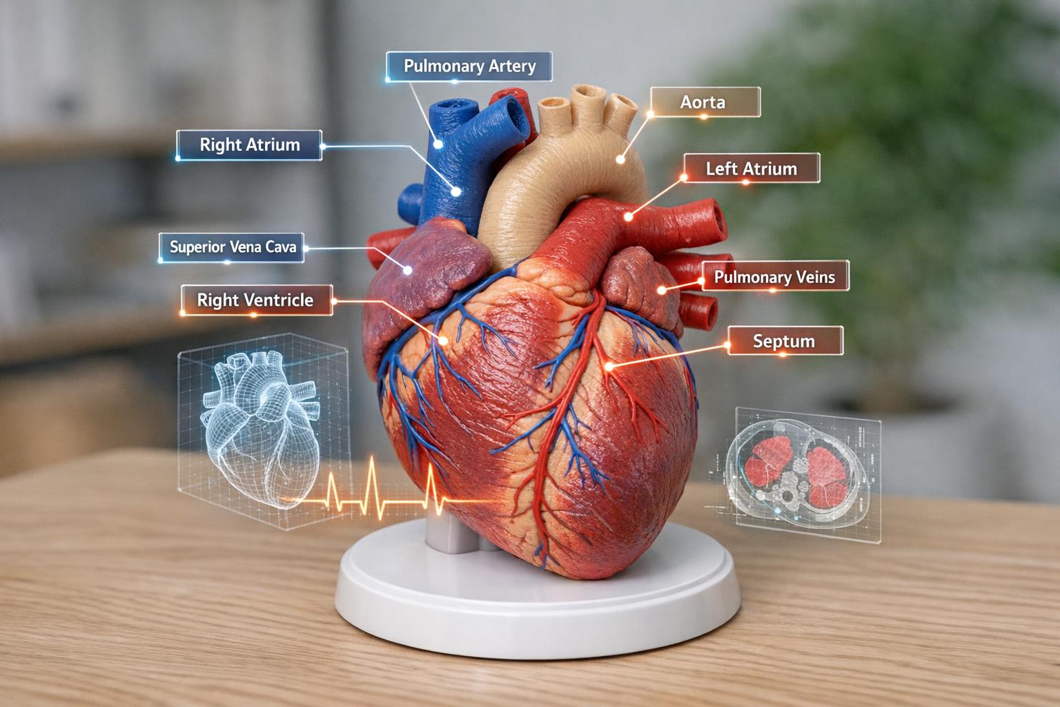 druku 3D modelu serca z etykietami AR